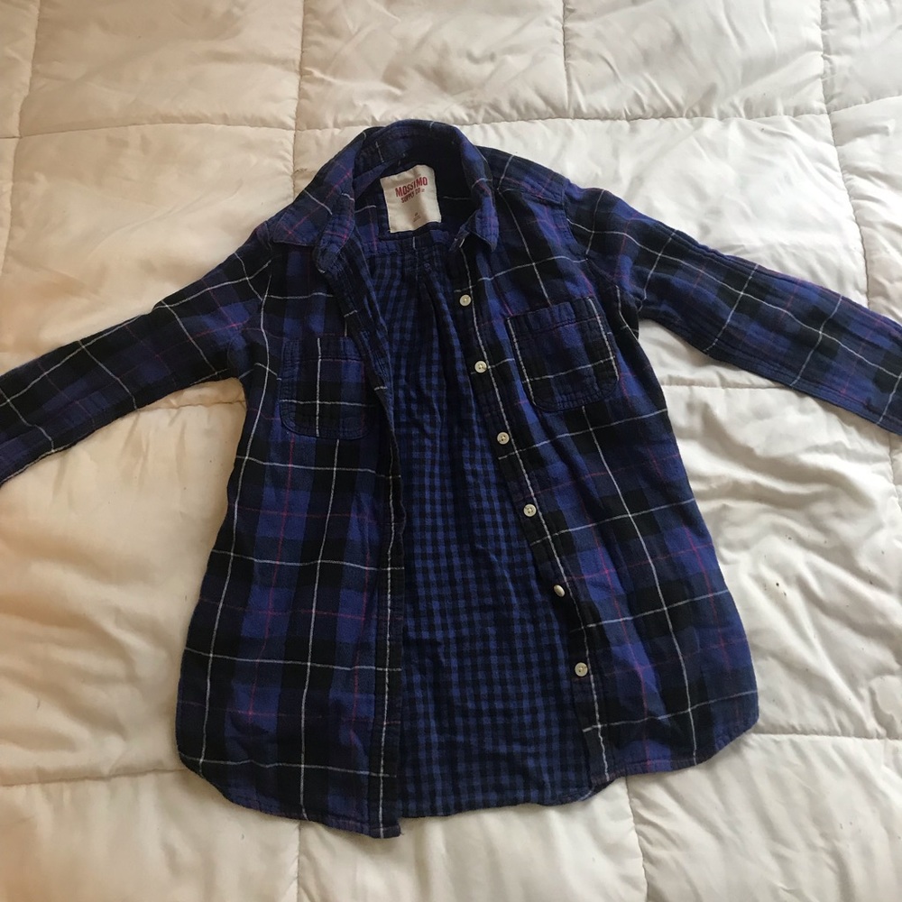Blue Plaid Flannel Shirt